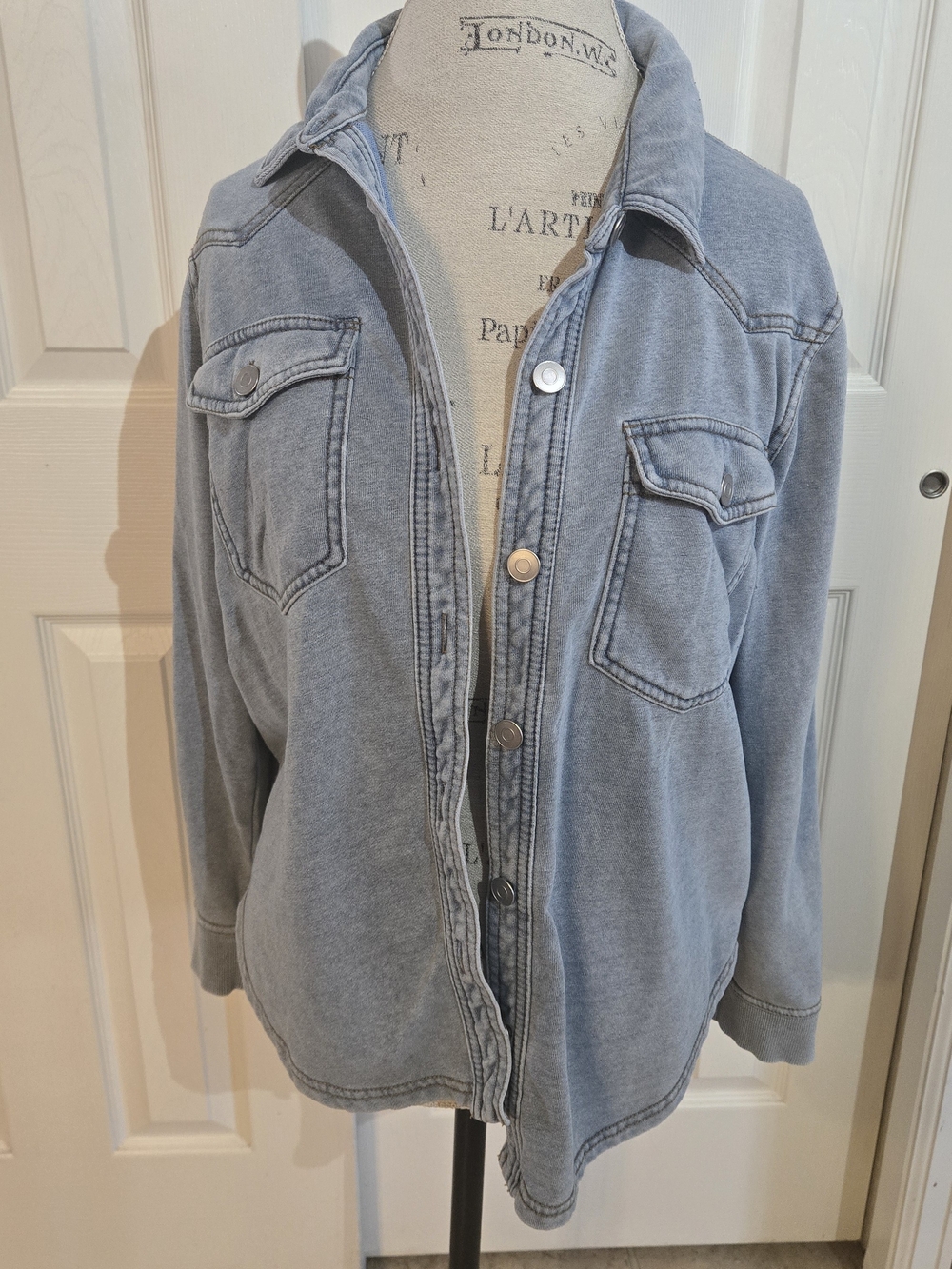 Jane and Delancey Washed Blue Button-Down Shirt Jacket